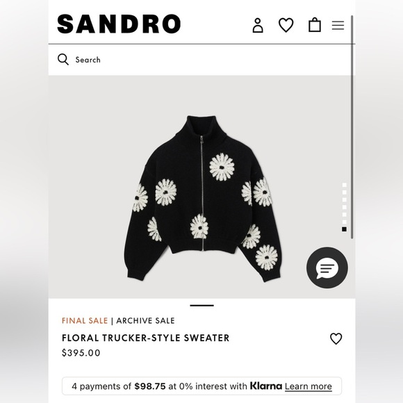 Sandro Floral Trucker-Style Sweater - Picture 1 of 9